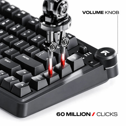 Cybeart Nighthawk 75 Lite RGB mechanical gaming keyboard undergoing key switch durability testing rated for 60 million clicks -tpstech.in