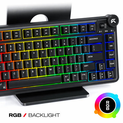 Front angle view of Cybeart Nighthawk 75 Lite 75% mechanical gaming keyboard showcasing vibrant RGB backlighting -tpstech.in