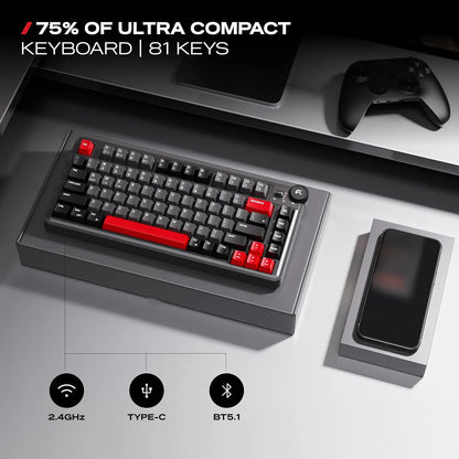 CYBEART Nighthawk 75 Wireless Mechanical Keyboard with Tri-Mode RGB featuring 75 percent layout with 81 keys on desk -tpstech.in