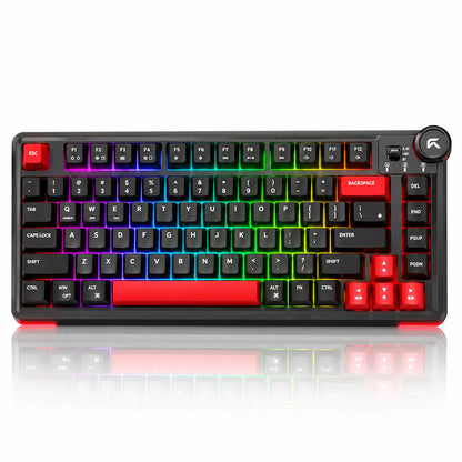 Top down view of CYBEART Nighthawk 75 Wireless Mechanical Keyboard with full RGB backlight spectrum enabled -tpstech.in