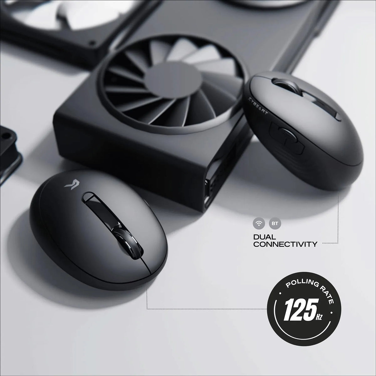 Dual connectivity Bluetooth and wireless with 125Hz polling rate of Cybeart Pocket Wireless Ergonomic Mouse 2400 DPI Dual Mode -tpstech.in