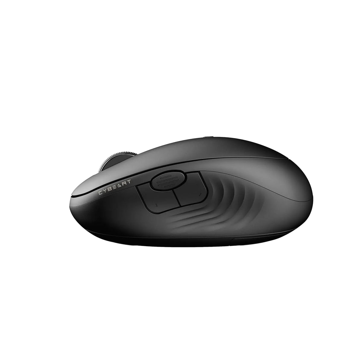 Side profile showing ergonomic textured thumb grip and side buttons of Cybeart Pocket Wireless Ergonomic Mouse 2400 DPI Dual Mode -tpstech.in