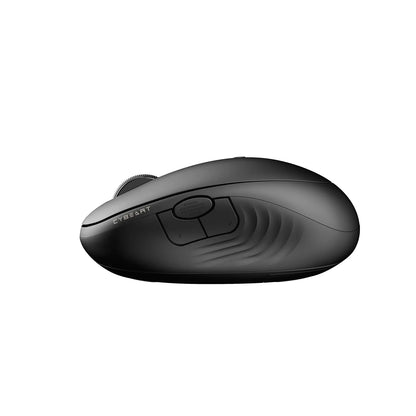 Side profile showing ergonomic textured thumb grip and side buttons of Cybeart Pocket Wireless Ergonomic Mouse 2400 DPI Dual Mode -tpstech.in