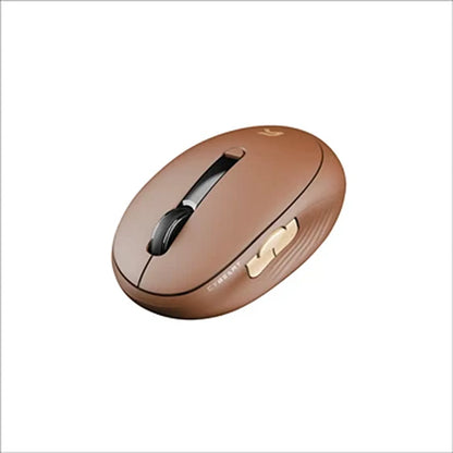 Isometric view highlighting compact ergonomic curve and side buttons of Cybeart Pocket Wireless Ergonomic Mouse 2400 DPI Mocha Mousse -tpstech.in