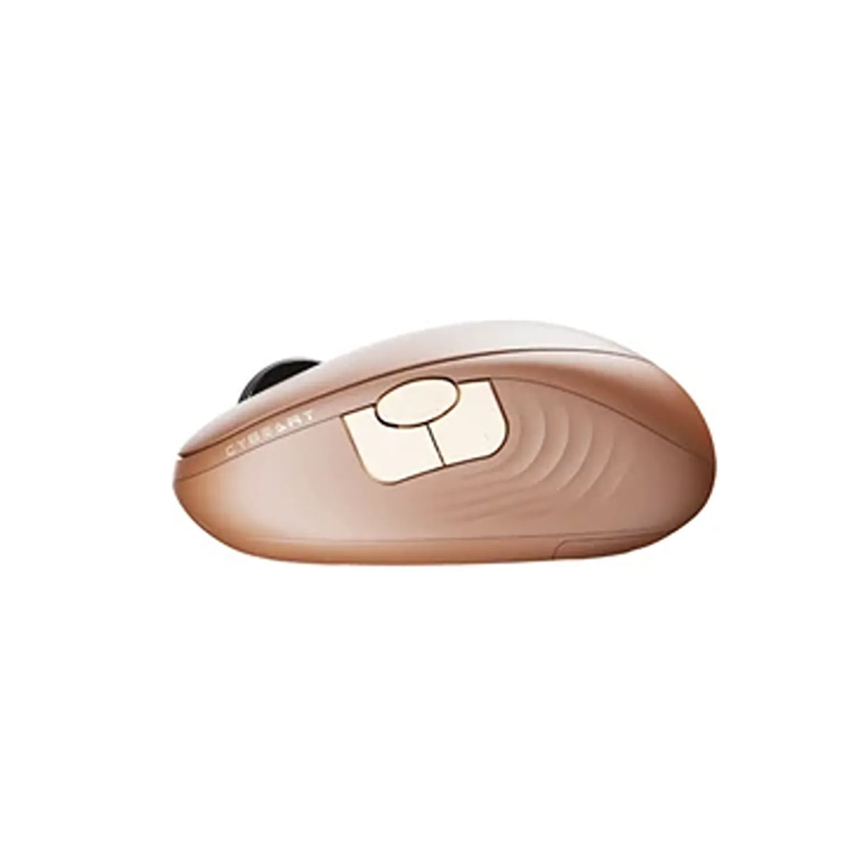 Side profile showing ergonomic thumb rest grip and side navigation buttons of Cybeart Pocket Wireless Ergonomic Mouse 2400 DPI Mocha Mousse -tpstech.in