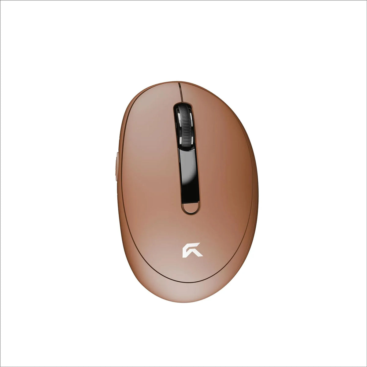 Top down view of Cybeart Pocket Wireless Ergonomic Mouse 2400 DPI Mocha Mousse with textured scroll wheel -tpstech.in
