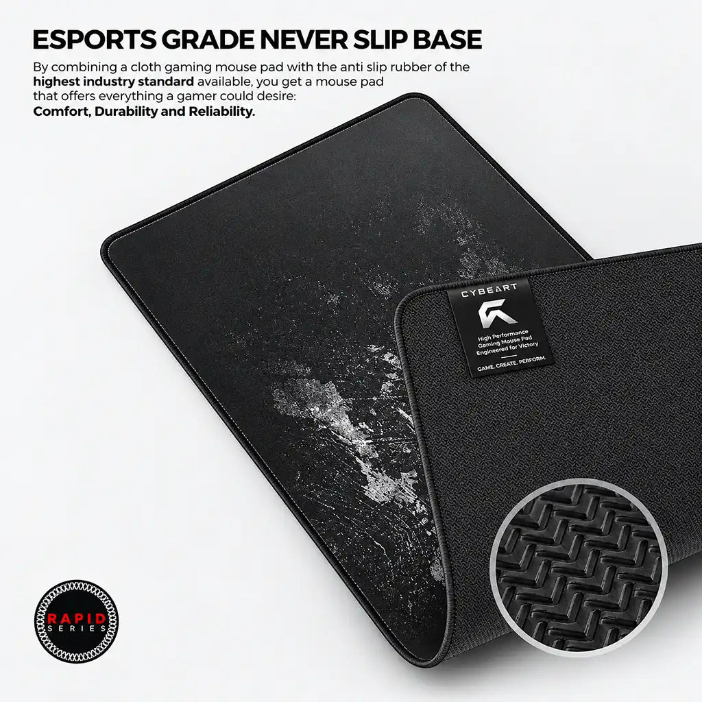 Cybeart Signature Edition XXL Gaming Mouse Pad showing anti slip rubber backing texture -tpstech.in