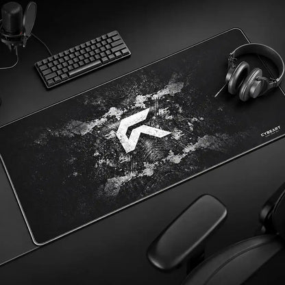 Cybeart Signature Edition XXL Gaming Mouse Pad on dark desk setup with keyboard and headphones -tpstech.in