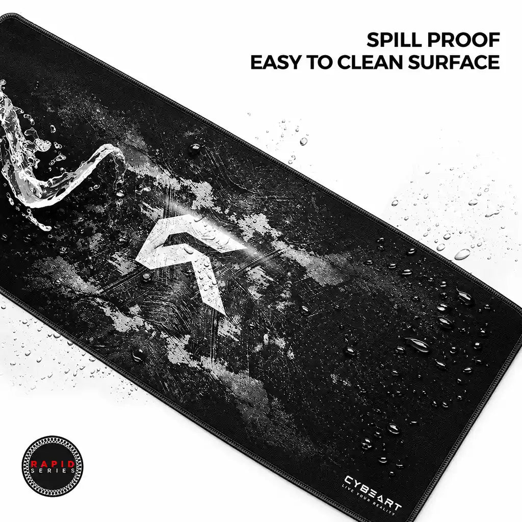 Cybeart Signature Edition XXL Gaming Mouse Pad water splash showcasing spill proof easy clean surface -tpstech.in