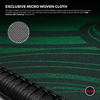Cybeart Slytherin Gaming Mouse Pad Large Stitched Edges macro shot of high thread count micro woven cloth -tpstech.in