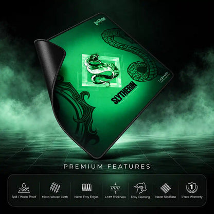 Cybeart Slytherin Gaming Mouse Pad Large Stitched Edges premium features overview highlighting 4mm thickness and durability -tpstech.in