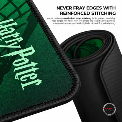 Cybeart Slytherin Gaming Mouse Pad Large Stitched Edges rolled edge showing high density reinforced stitching -tpstech.in