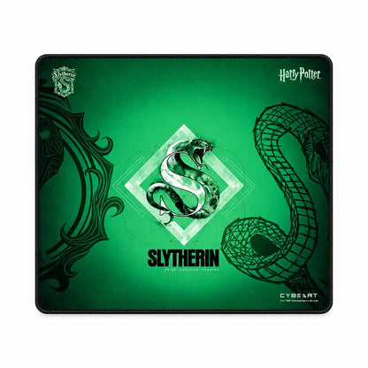 Cybeart Slytherin Gaming Mouse Pad Large Stitched Edges top view featuring Harry Potter Slytherin snake design -tpstech.in
