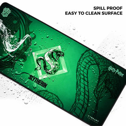 Cybeart Slytherin XXL Gaming Mouse Pad Spill-Proof Surface water splash demonstrating easy to clean surface -tpstech.in