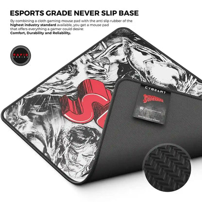 Cybeart Superman Jim Lee Edition Large Gaming Mouse Pad showing anti slip textured rubber base -tpstech.in