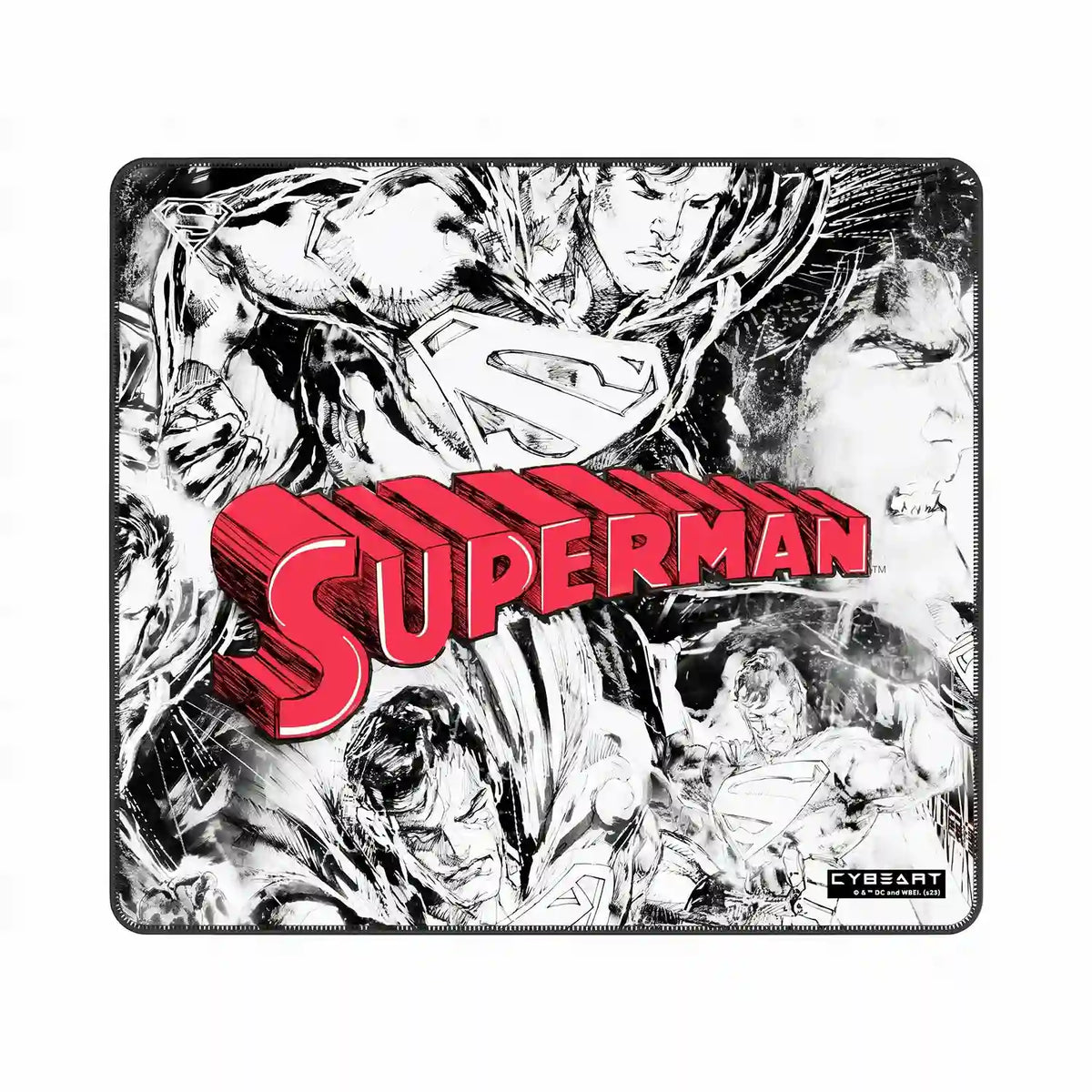 Cybeart Superman Jim Lee Edition Large Gaming Mouse Pad front full view on white background -tpstech.in