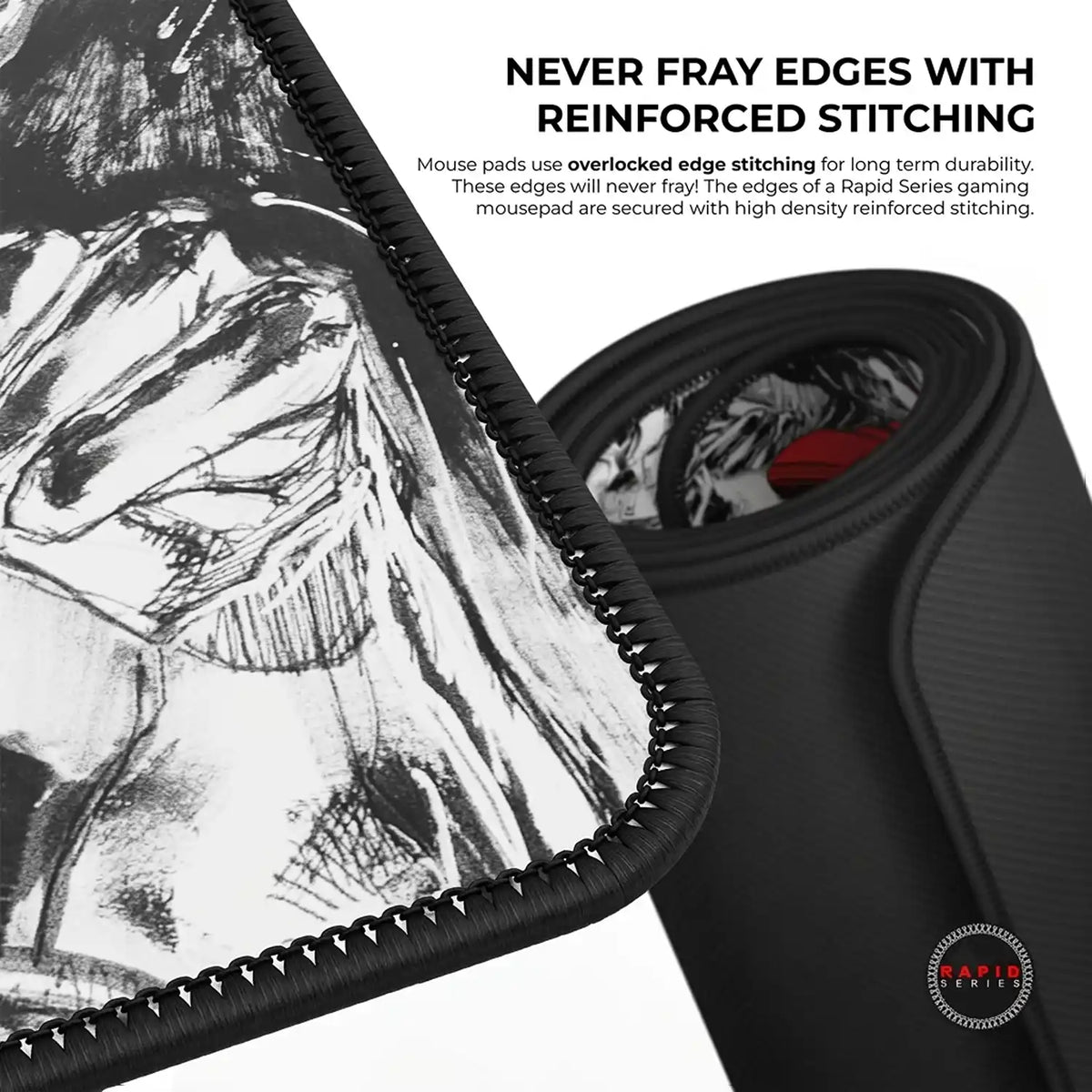 Cybeart Superman Jim Lee Edition Large Gaming Mouse Pad close up of durable reinforced stitched edges -tpstech.in