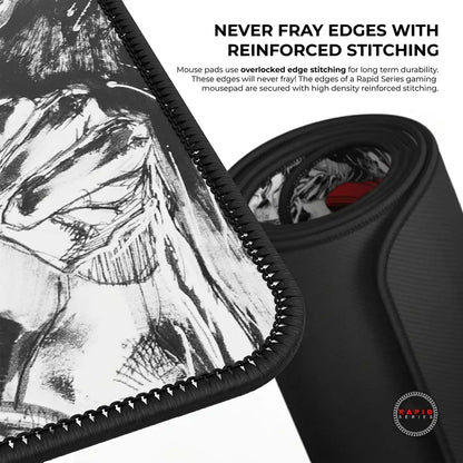 Cybeart Superman Jim Lee Edition Large Gaming Mouse Pad close up of durable reinforced stitched edges -tpstech.in