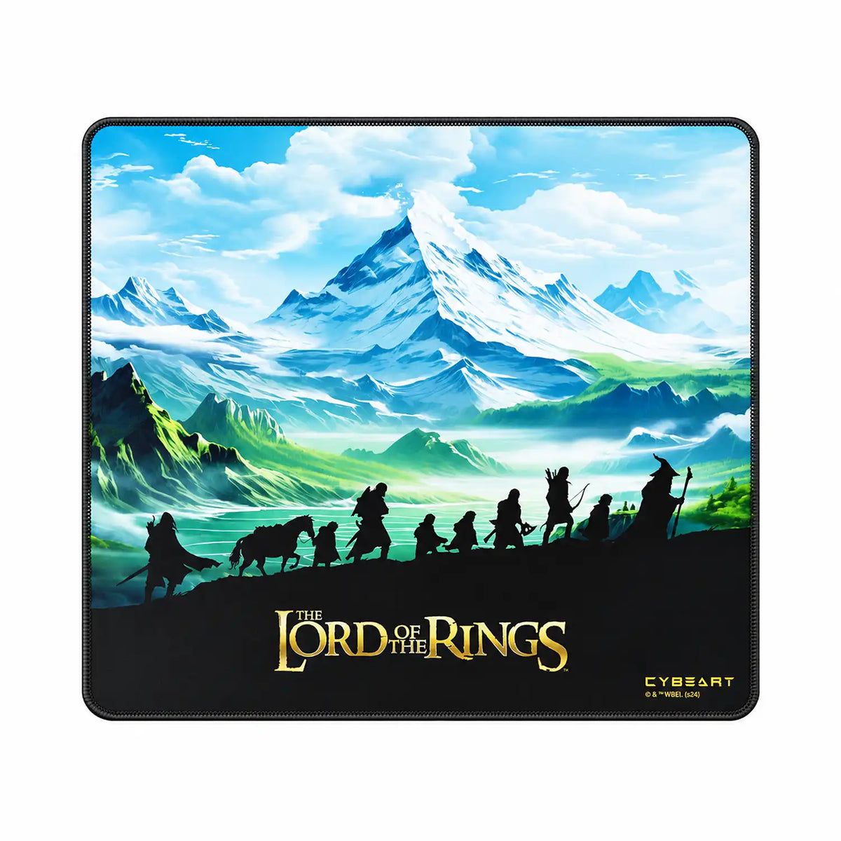 Cybeart The Lord of the Rings Gaming Mouse Pad Large top view showing the fellowship landscape design - tpstech.in