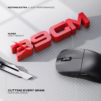 Cybeart Xeus Ultra-Light Wireless Gaming Mouse 8K Tri-Mode displaying super lightweight 39g ergonomic chassis design -tpstech.in