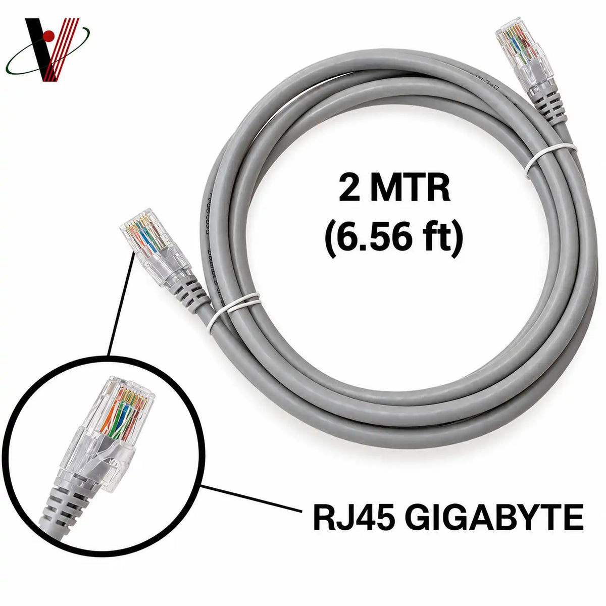 D-Link RJ45 Cat 6 UTP Patch Cord 2 meter 6.56 feet gigabit networking cable with connector close up tpstech.in