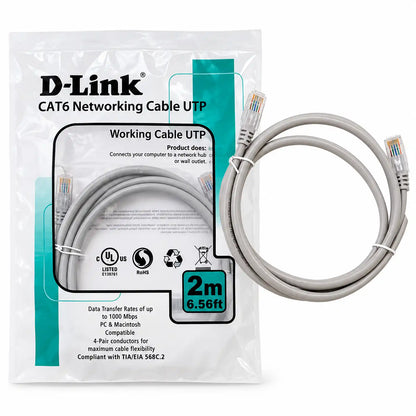 D-Link RJ45 Cat 6 UTP Patch Cord packaged in branded sealed plastic pouch tpstech.in