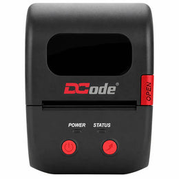 Front view of Dcode DC2M 2 inch direct thermal mobile label and receipt printer with power and status indicators.