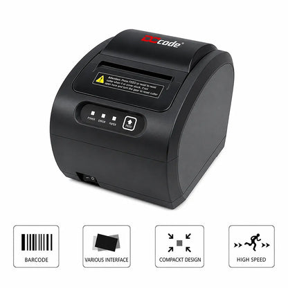 Dcode DC3R1 thermal receipt printer with USB, LAN and Bluetooth connectivity, 3-inch direct thermal POS printer for retail billing.