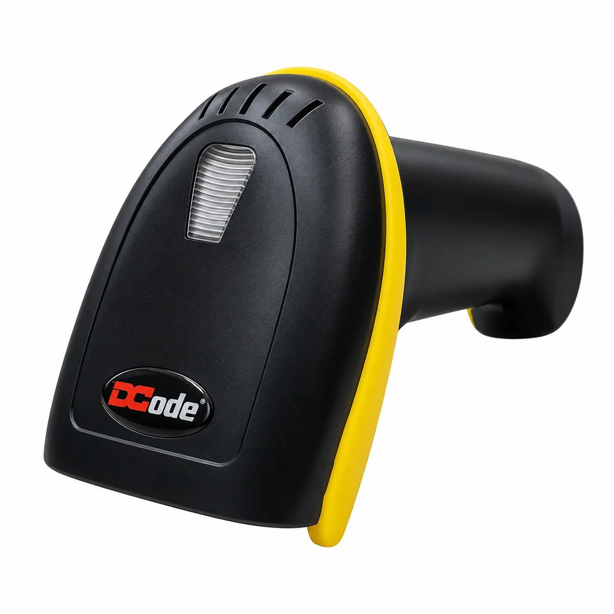 Dcode DC5112BT 1D laser barcode scanner rear view showing DCode branding and scanner housing -tpstech.in