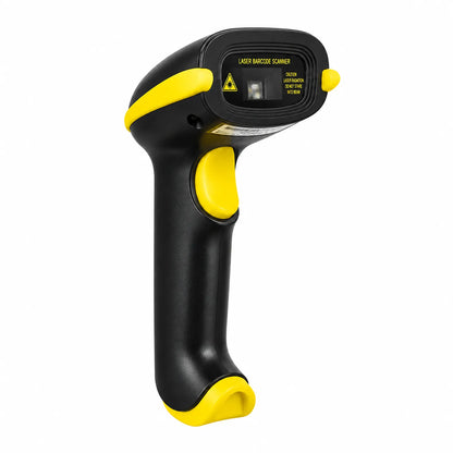 Dcode DC5112BT wireless barcode scanner opposite angle showing laser scan window and ergonomic grip -tpstech.in