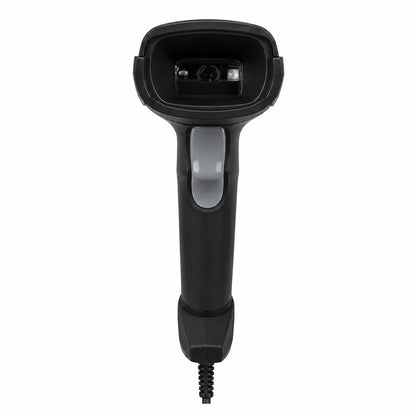 Front scanning head of Dcode DC7111 1D laser barcode scanner designed for accurate barcode reading in POS and logistics applications.