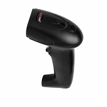 Right side view of Dcode DC7111 handheld 1D laser barcode scanner with ergonomic grip for retail and warehouse use.