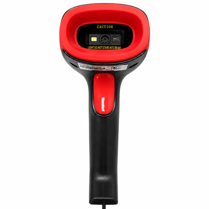 Front view of Dcode DC7122 wireless 2D barcode scanner designed for high-speed barcode scanning in retail, POS and inventory management.