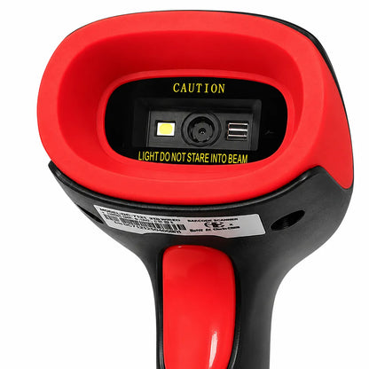 Close-up of the Dcode DC7122 wireless 2D barcode scanner scan engine showing CMOS area imager for fast QR code and 1D/2D barcode scanning.
