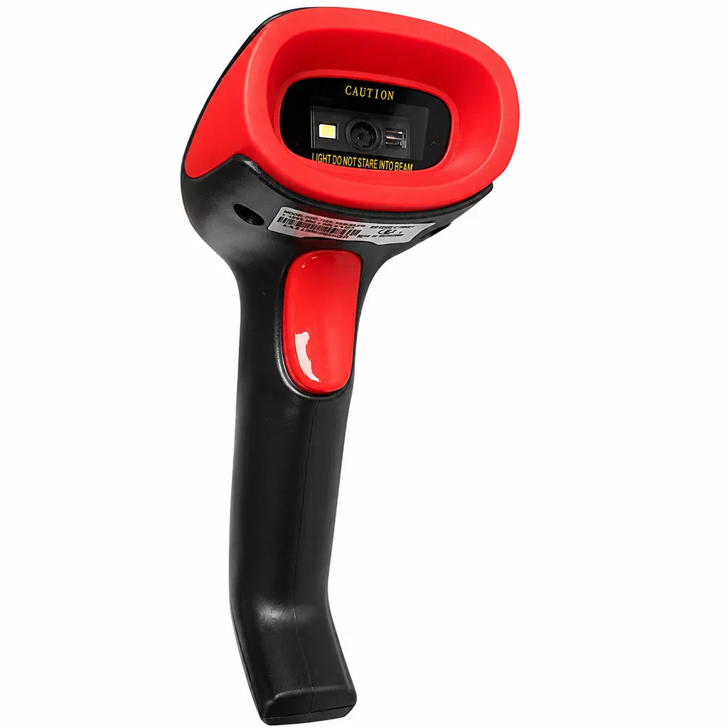 Scanning head of Dcode DC7122 wireless 2D barcode scanner with CMOS area imager for reading QR codes, 1D and 2D barcodes.