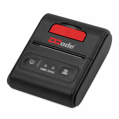 Dcode DCMP21 portable thermal receipt printer top left perspective designed for mobile POS and retail billing.