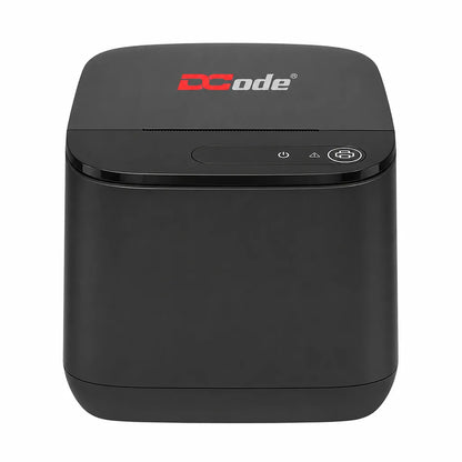 Dcode DCRP20 2 Inch thermal receipt printer front view with USB connectivity for POS billing and barcode receipt printing.
