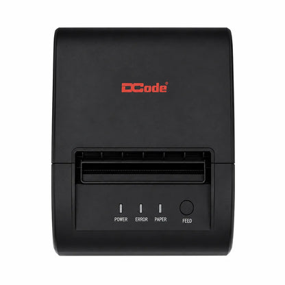 Dcode DCRP30 POS thermal receipt printer front view with paper outlet and control panel.