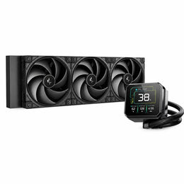 Deepcool Spartacus 360 Gen6 CPU Liquid Cooler with 3.4-inch IPS LCD Display featuring 360mm radiator and digital pump display on white background -tpstech.in
