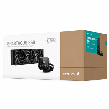 Deepcool Spartacus 360 Gen6 CPU Liquid Cooler with 3.4-inch IPS LCD Display retail packaging box on white background -tpstech.in