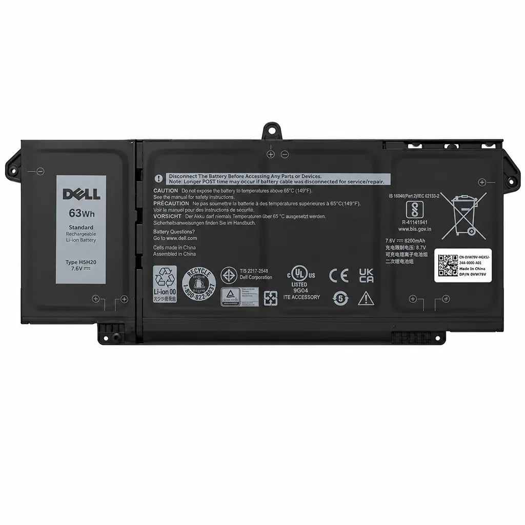 Dell 4M1JN-OEM Original Laptop Battery 63WHr 4 Cell for Latitude 5320, Latitude 7320, Latitude 7420 and Latitude 7520 front view with OEM label -tpstech.in