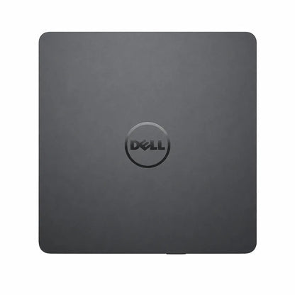 Top view of the Dell DW316 USB Slim DVD±RW external optical drive displaying the Dell logo and slim portable design.