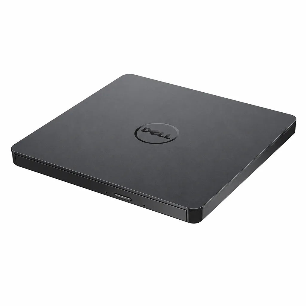 Dell DW316 USB Slim DVD±RW external optical drive shown from the right front angle highlighting its compact portable design.