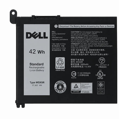 Front view of Dell HM1H5-OEM 42WHR 11.4V 3-Cell Laptop Battery for Precision 3480 3490 3580 3590 with original product label -tpstech.in