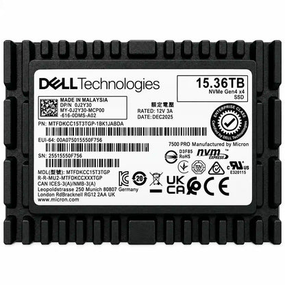 Dell 15.36TB U.3 NVMe SSD MTFDKCC15T3TGP-1BK1JABDA (Pulled-Out)