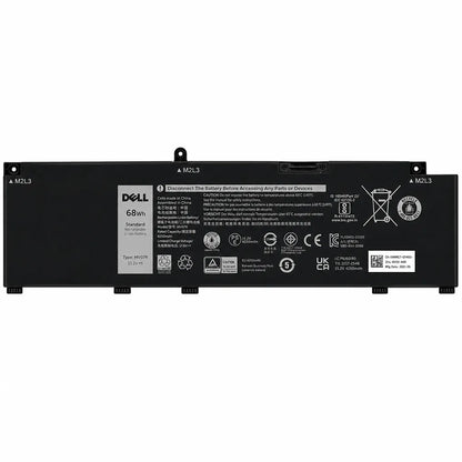 Dell Original W5W19 68WHr 4474mAh 15.2V 4 Cell Replacement Laptop Battery front view showing original Dell label, certifications and battery specifications -tpstech.in
