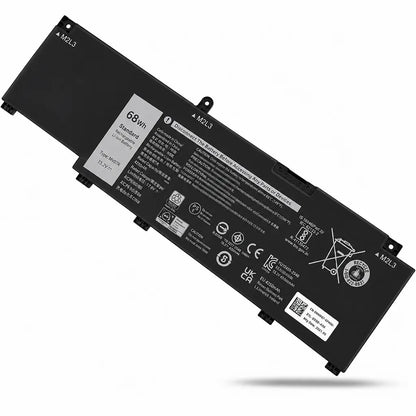 Dell Original W5W19 68WHr 4474mAh 15.2V 4 Cell Replacement Laptop Battery opposite angled view showing original Dell label, battery connectors and rear design -tpstech.in