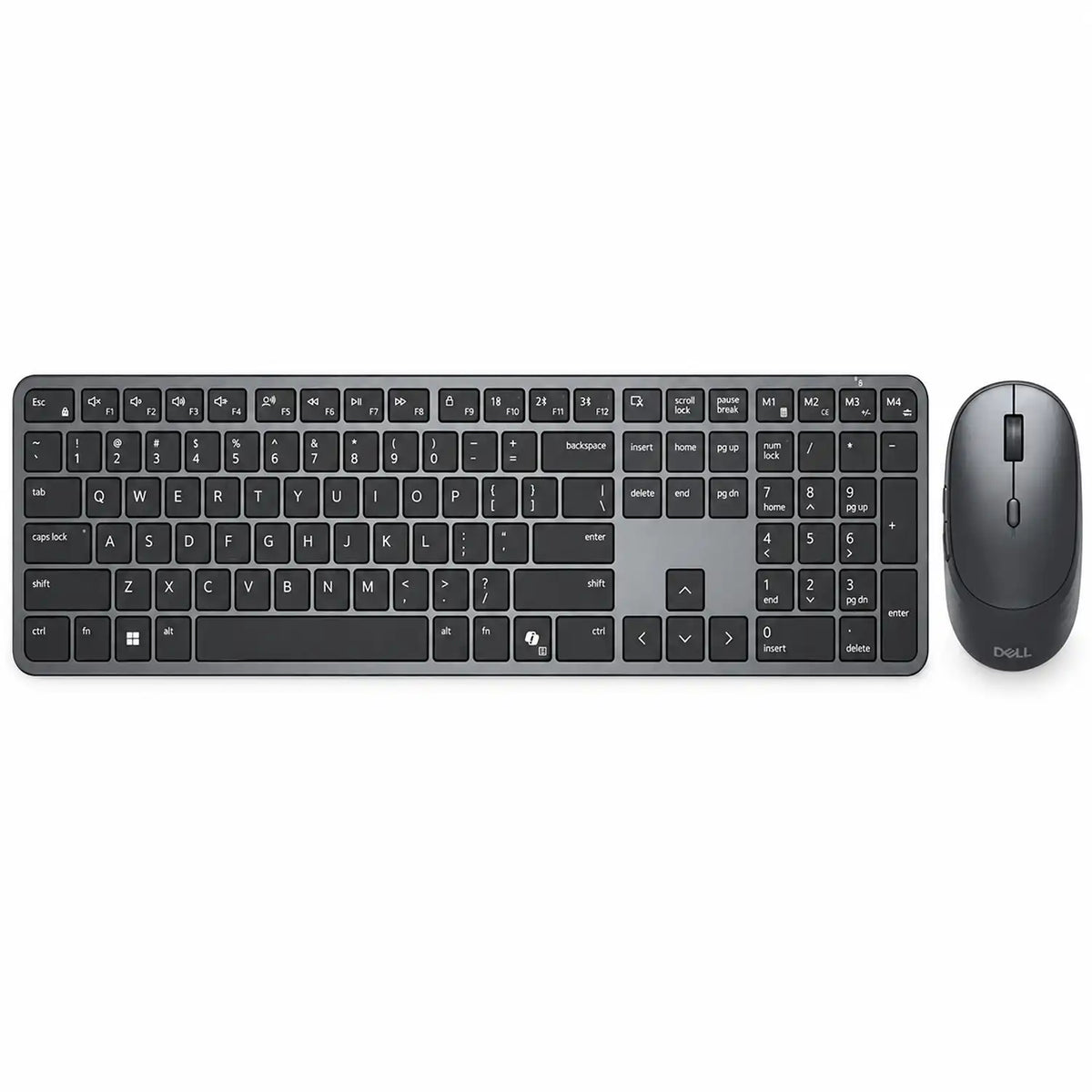 Dell Pro 7 KM726 Wireless Keyboard and Mouse Combo Bluetooth 6.0 top-down view showing full-size layout and optical mouse -tpstech.in