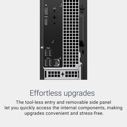 Dell ECS1250 Slim Desktop PC Core i3-14100 rear connectivity ports and tool-less side panel access -tpstech.in