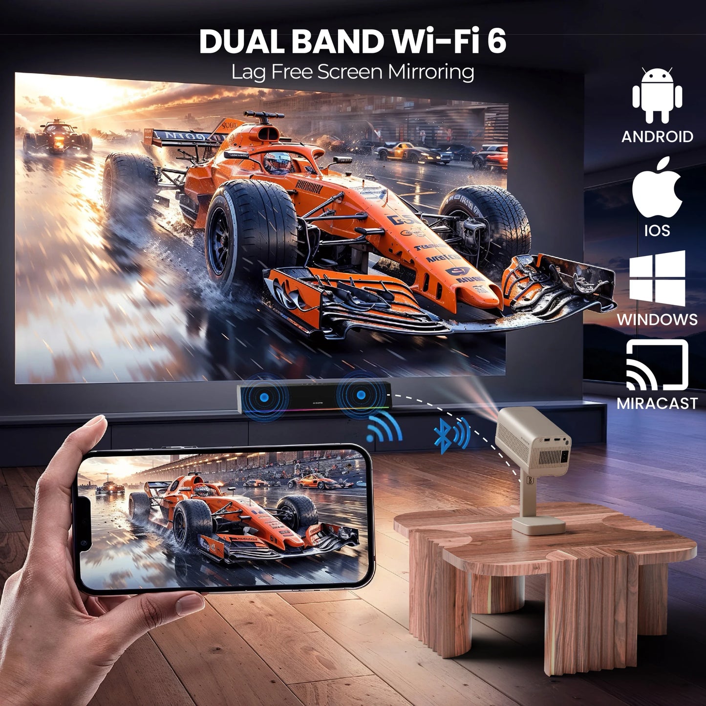 EGATE Atom 4X Plus Android Projector with Native 1080P & 4K Support